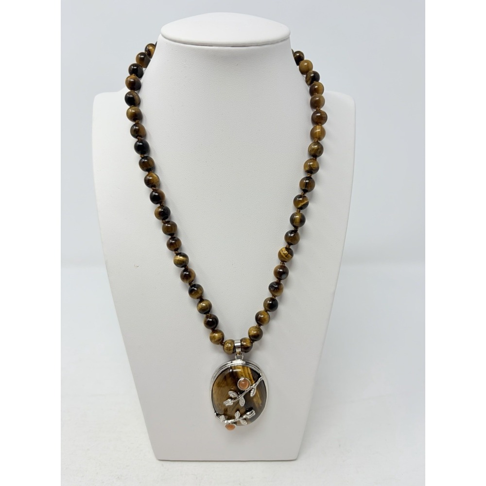 Shop LC South African Tigers Eye/Simulated Orange Cats Eye Necklace Pendant 5575